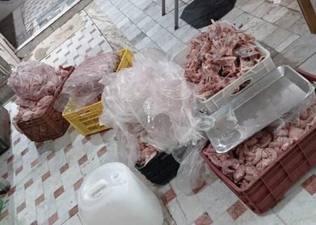 معدوم سازی 210 کیلوگرم گوشت مرغ در نظرآباد